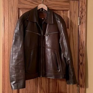 Guess Company Brown Leather Coat Men’s Large